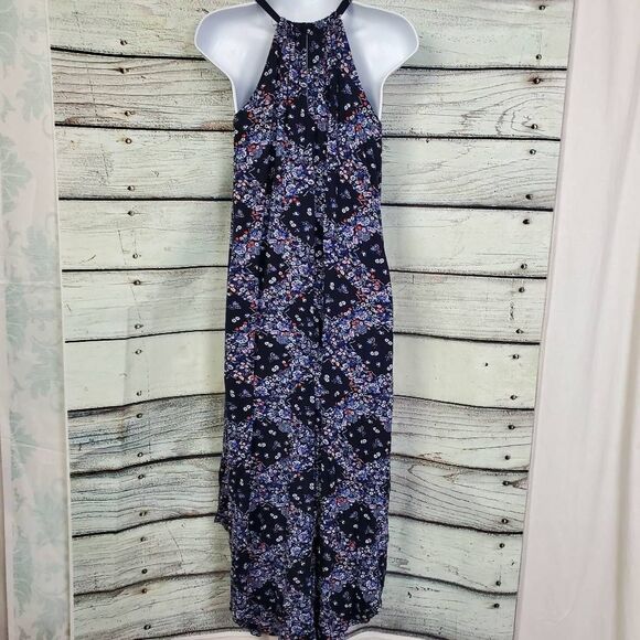 Maurices 24/7 Women’s Navy Floral Print Halter Maxi Dress Size Medium - Picture 2 of 8